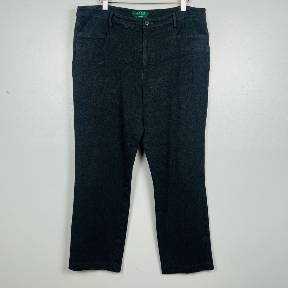 Lauren Ralph Lauren Catlin charcoal gray cotton elastane straight leg pants, 14.
